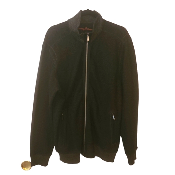 Tommy Bahama Men's Black Long Sleeve Full Zip Cotton Jacket Size L - Picture 2 of 14